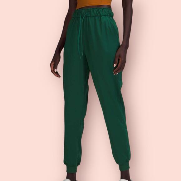 Lululemon Stretch High Rise Jogger Full Length Everglade Green Pants Size 14 - Picture 1 of 5